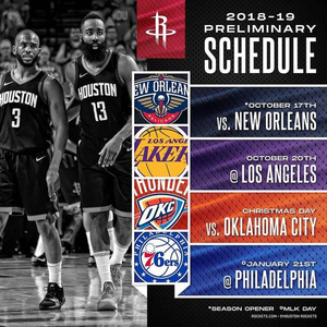 火箭新赛季預測多少胜_nba火箭队赛程表_NBA火箭新赛季赛程表